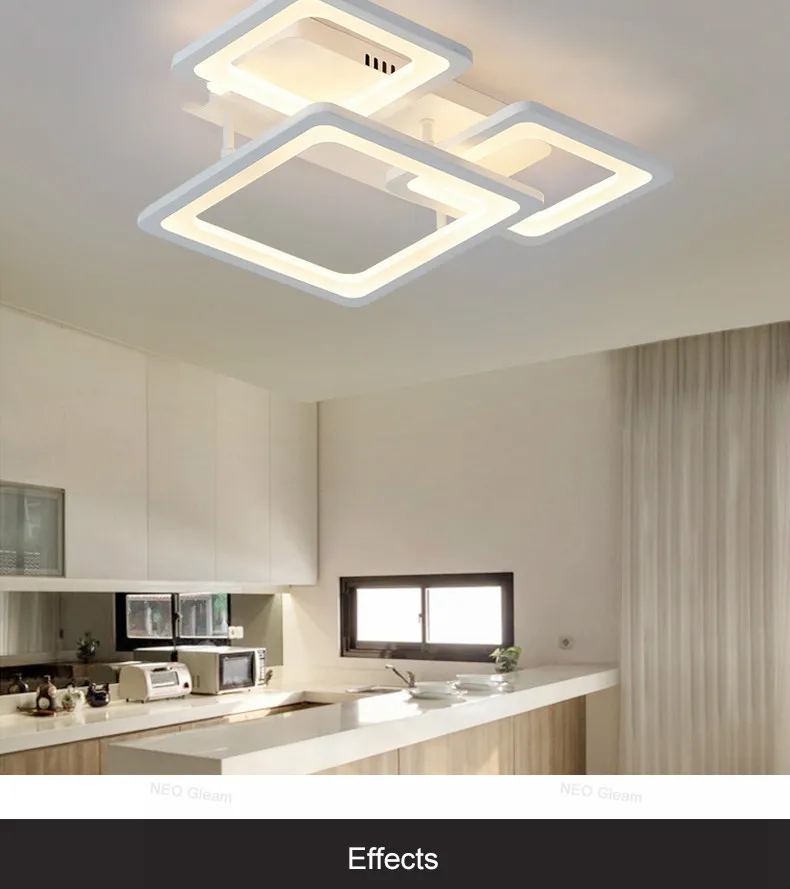 Прямоугольная современная светодиодная потолочная люстра для гостиной спальни AC85-265V квадратная Потолочная люстра