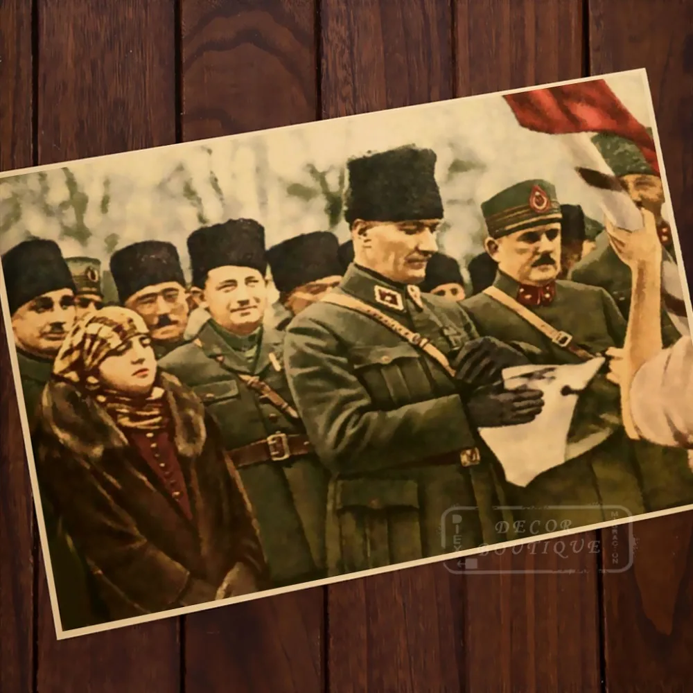 

Modern Turkey kemal ataturk revolution Painting Art Vintage Retro Canvas Frame Poster DIY Wall Home Posters Home Decor Gift