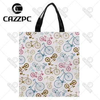 

Vector Bicycle Texture Pop Art Print Custom individual Waterproof Nylon Oxford Shopping Bag Gift Bag Recycle Bag
