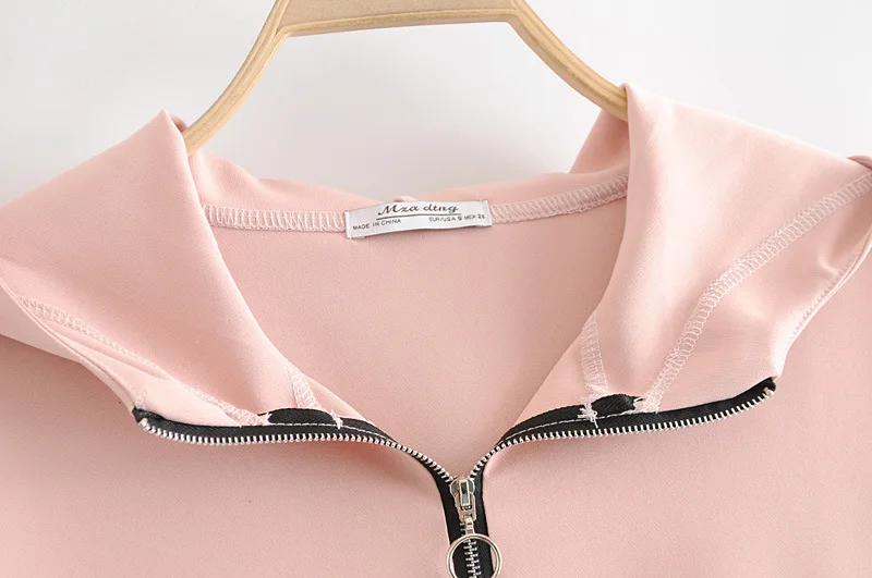 New Spring and summer European and American style hooded long-sleeved zipper color matching hem drawstring pullover Sweatershirt New Spring and summer European and American style hooded long-sleeved zipper color matching hem drawstring pullover Sweatershirt