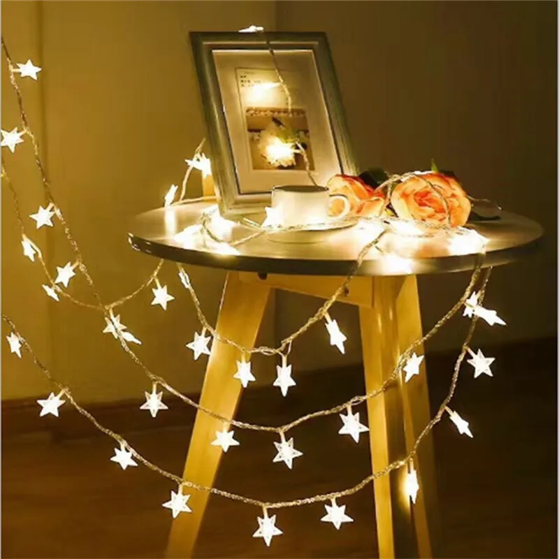 1/2/3/6M LED Star String Lights Fairy Christmas Wedding decoration AA Battery Operate twinkle lights | Освещение