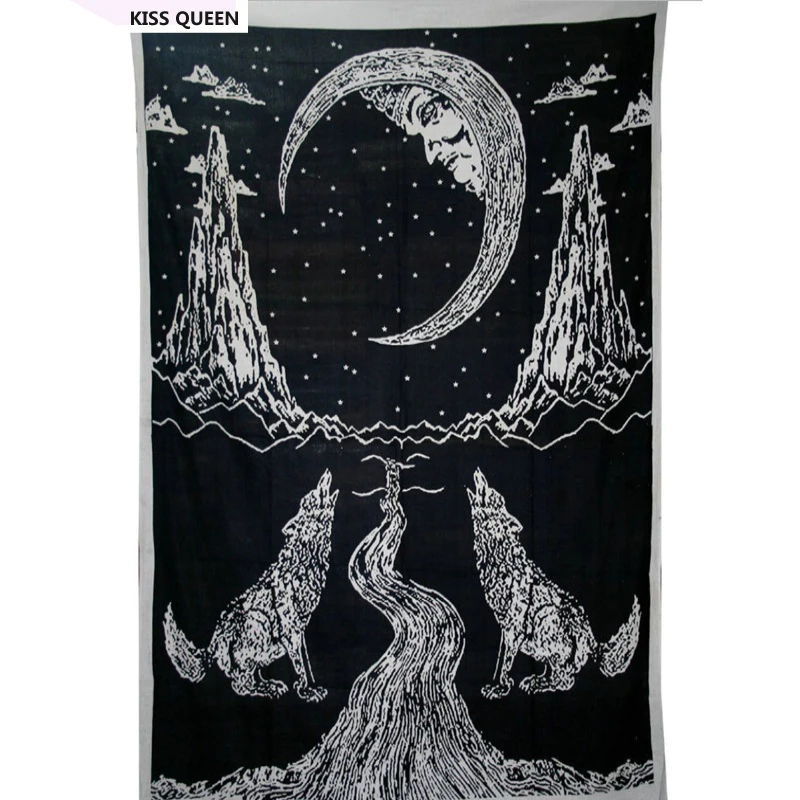 

KISS QUEEN wolf print indian wall Tapestry Flamingo tapestry wall hanging moroccan for living home decor