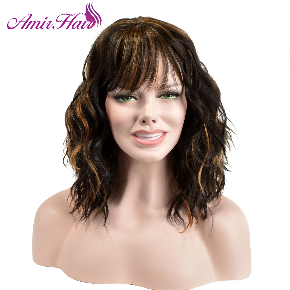 Amir кудрявые женские парики средней части для косплея Высокая температура волокна синтетические волосы коричневый цвет микс средней длины Cos шиньоны