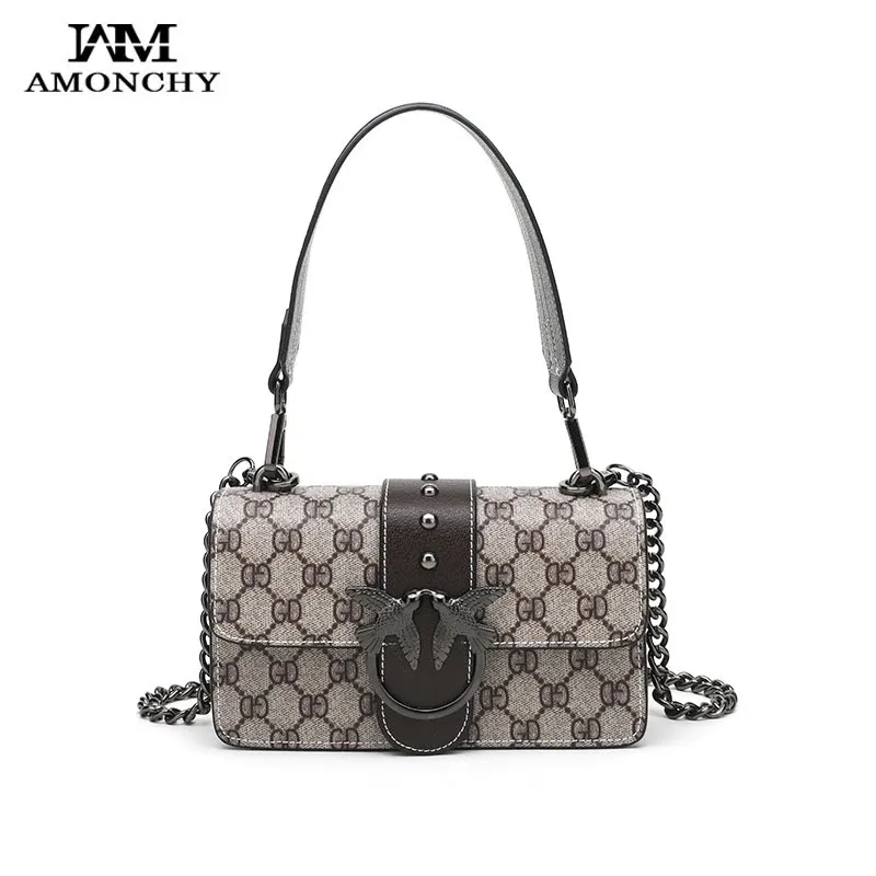 

Luxury Brand Swallow Bag Designer Handbags For Women Classic Letters Prints Shoulder Bags Chain Rivet Crossbody Bags Two Straps