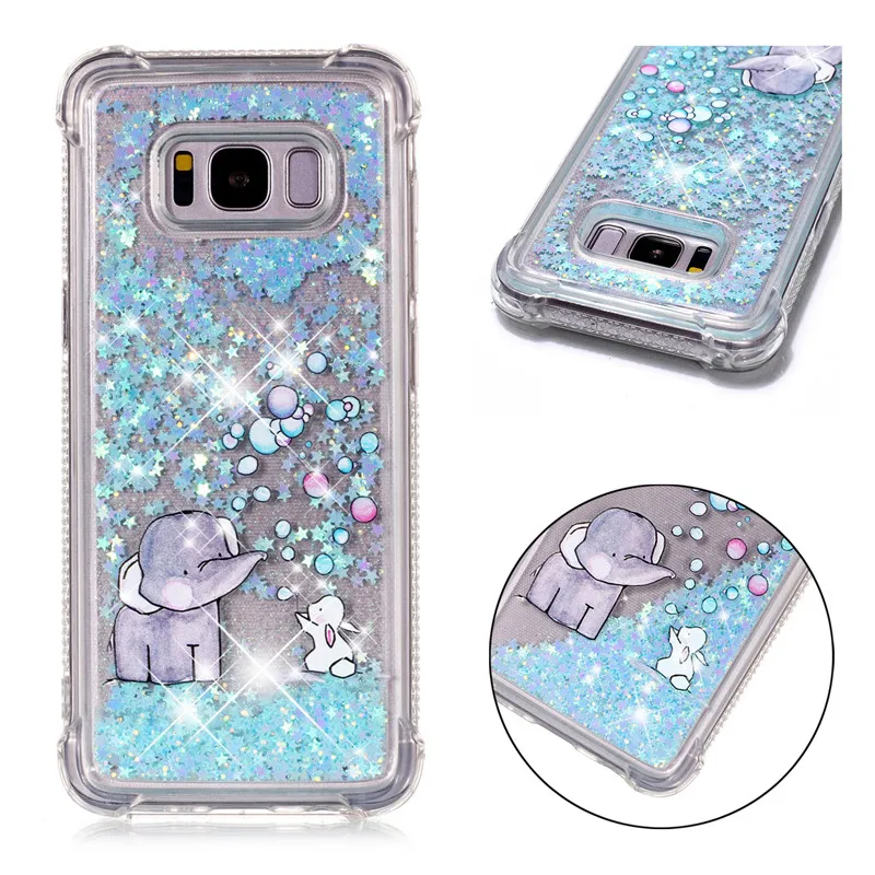 Liquid Case for Samsung Galaxy A6 A8 Plus 2018 S8 S9 Plus S6 S7 Edge Note8 Note9 S5 S6edge Glitter Love Silicone PC Full Cover (22)