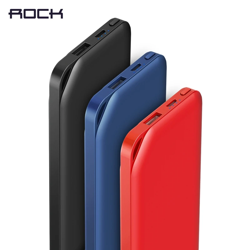 ROCK 10000mAh Polymer Power Bank for Xiaomi for iPhone, Portable Slim 10000 mAh Power bank External Battery powerbank charger
