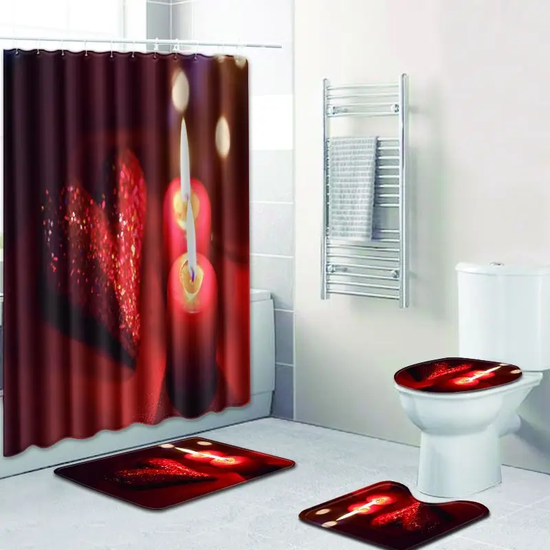 Zeegle цветочный узор ванная комната занавеска для душа и Ковер Наборы 4 шт. Противоскользящий туалетный коврик пол ковер коврики для ванной фиолетовый Быстросохнущий коврик