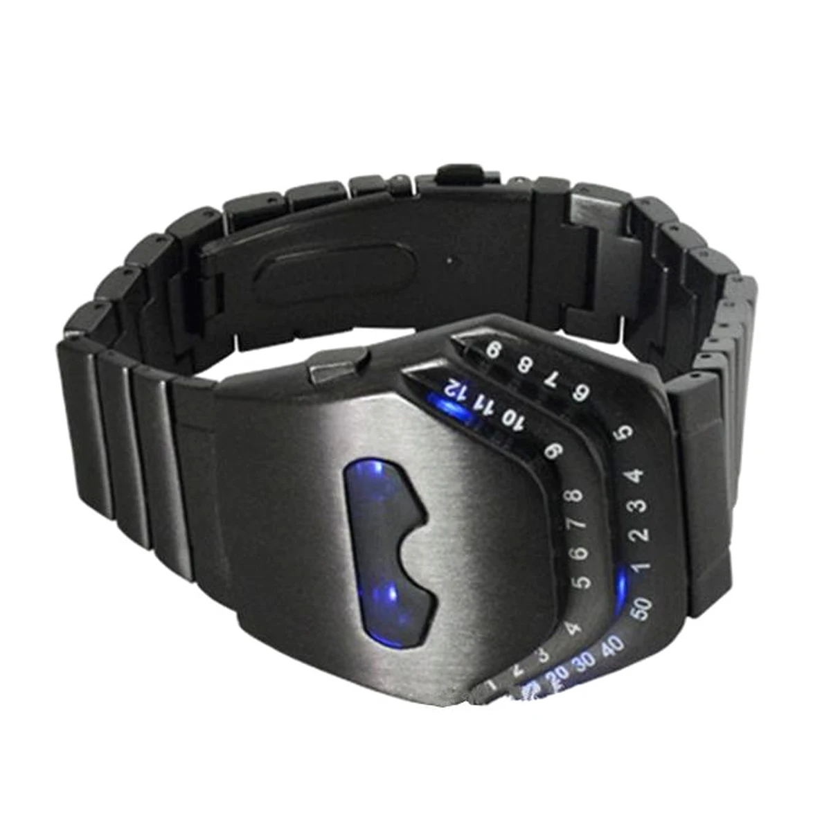 Fashion Mens Stainless Steel Snake Head Blue LED Wrist Watch Gift Cool