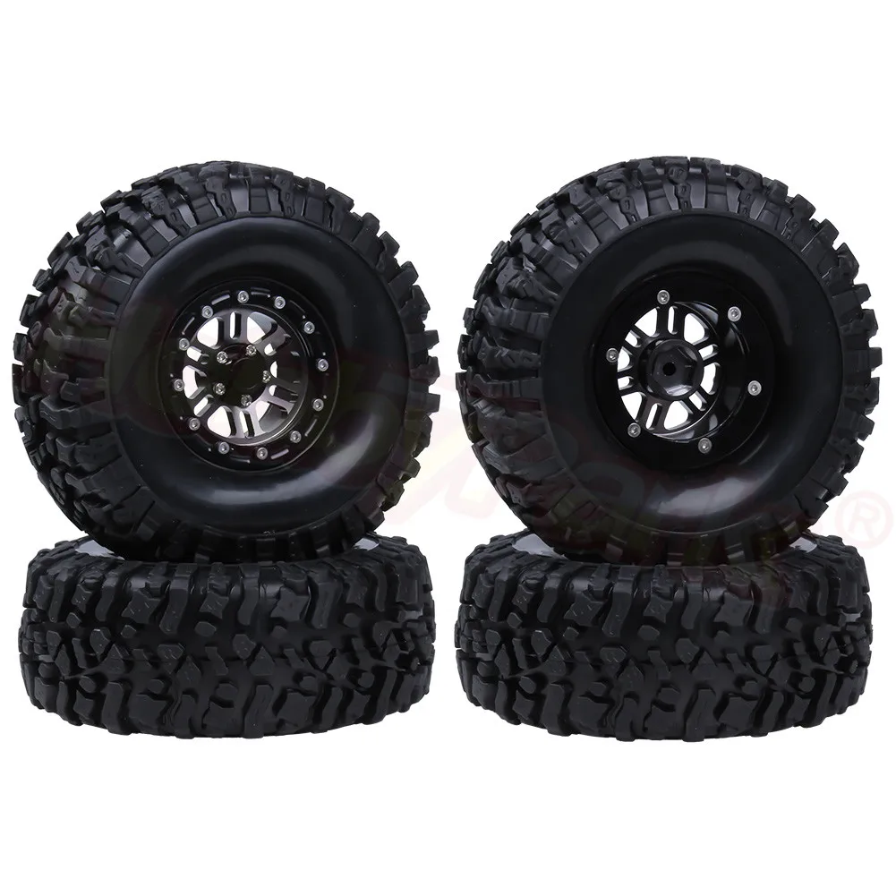 

4pcs 120mm Aluminum 1.9" Beadlock Wheels & Tires for 1/10 Scale RC Crawler Traxxas TRX4 Axial SCX10 II 90046 90047 RC4WD D90