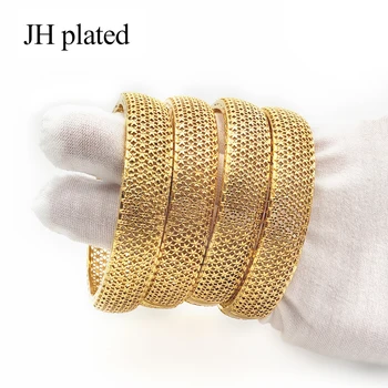 

JHplated New Fashion lady Luxury Gold Color Jewelry Bangles Ethiopian African Women Dubai Bracelet Party wedding Gifts
