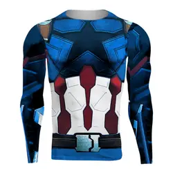 Мстители 3 Капитан Америка 3D футболки с принтом Для мужчин сжатия 2018 Косплэй костюм топы с длинными рукавами мужской Кроссфит ткань