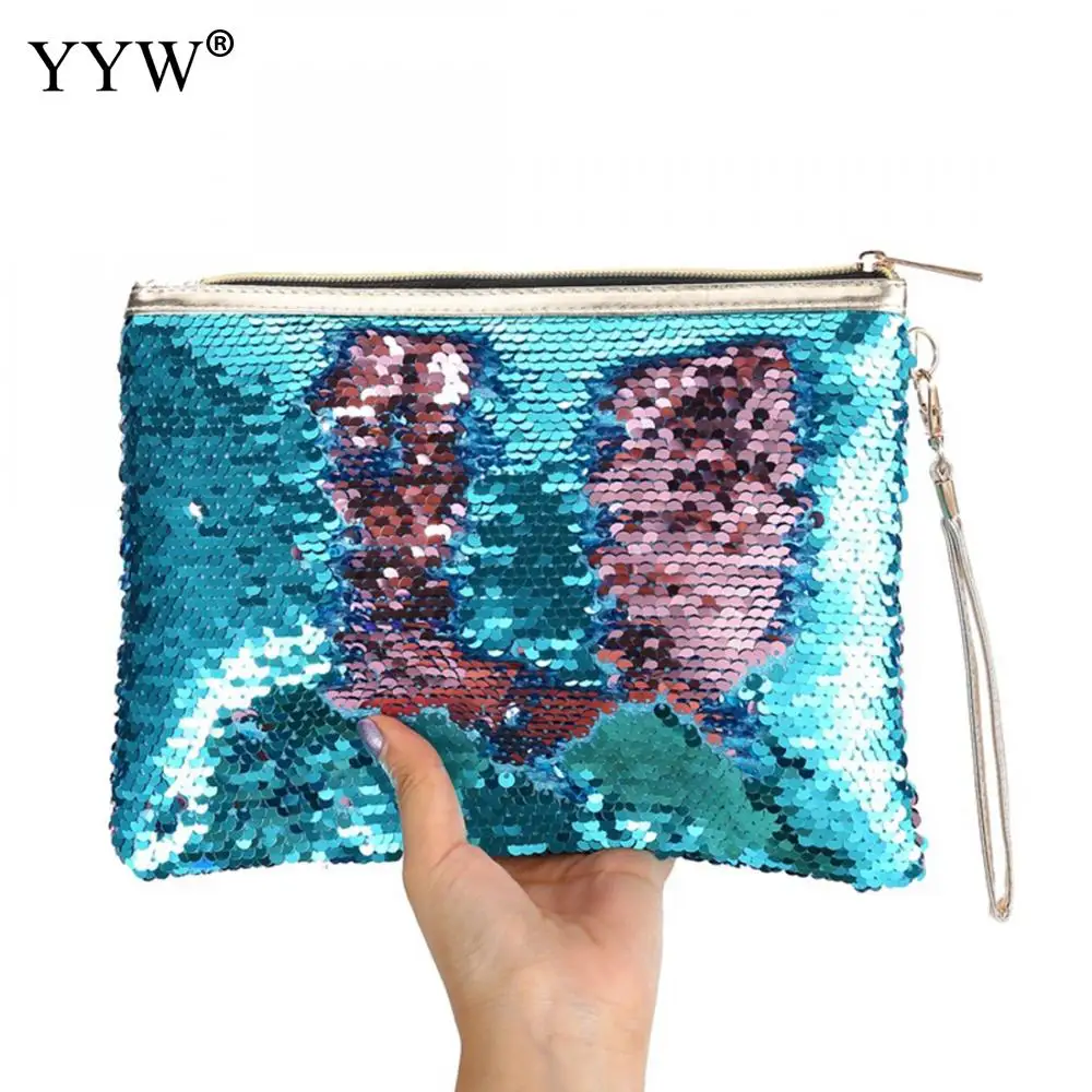 YYW 2018 Luxury Women'S Sequin Handbags Pink Blue Clutch Bag Purse For Women 2018 New Evening Bags Famous Brands Lady'S Clutches