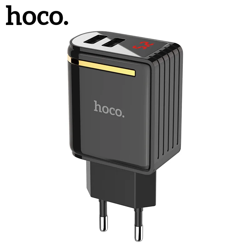 HOCO USB شاحن آيفون 7 8 X LED عرض الحائط شاحن الاتحاد الأوروبي قابس شحن محول لسامسونج Xiaomi الهاتف المحمول سريع شاحن