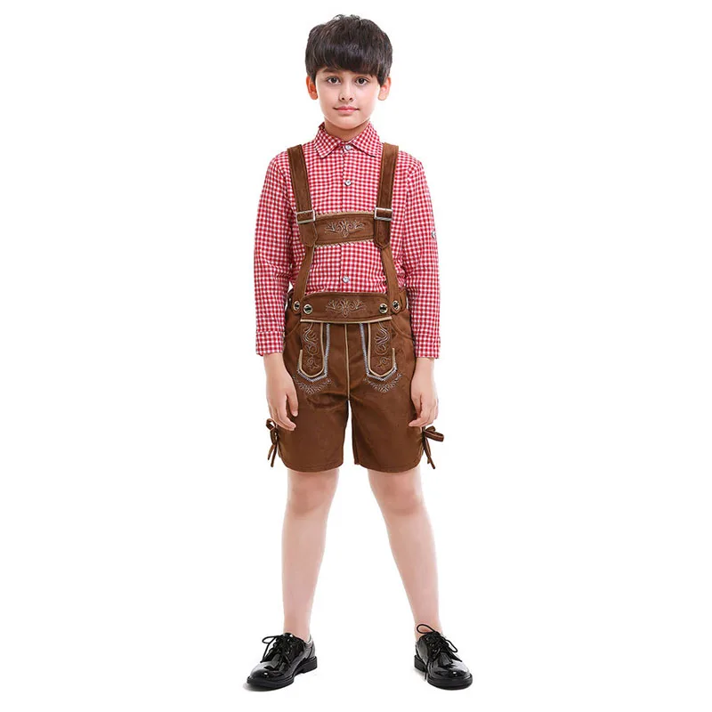 H& ZY/Детский костюм Октоберфеста; клетчатый костюм Lederhosen из Баварской Германии; праздничный костюм для детей; праздничная одежда на Хэллоуин для мальчиков