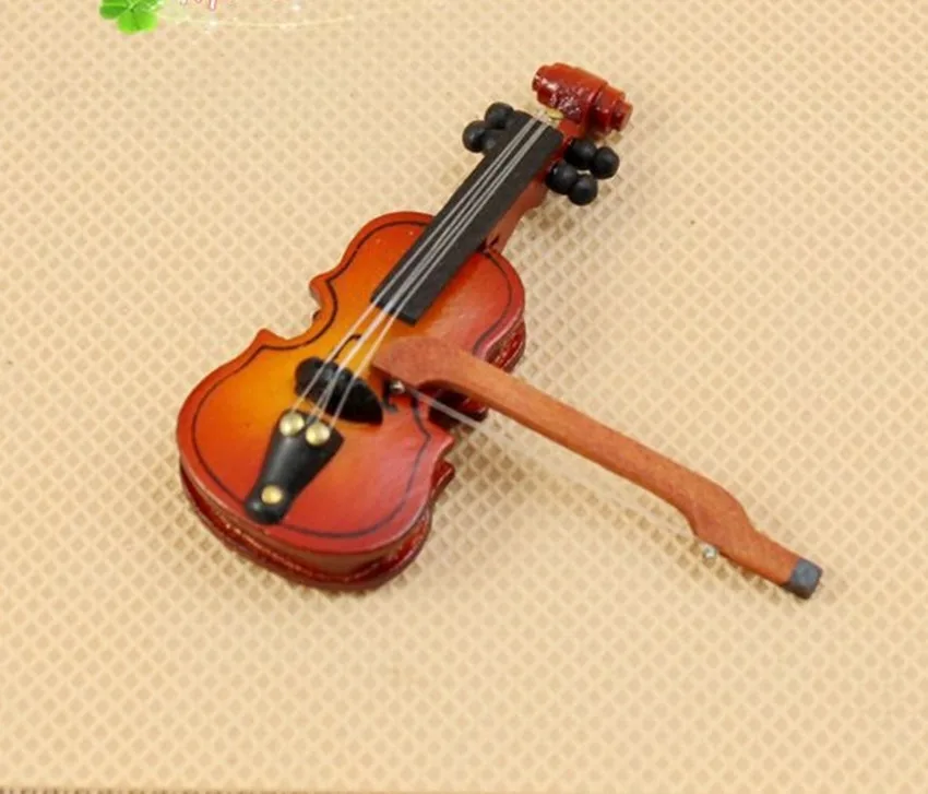 Miniatur Holz Violine Geige Musikinstrument Puppenzubehör für Puppenhaus 