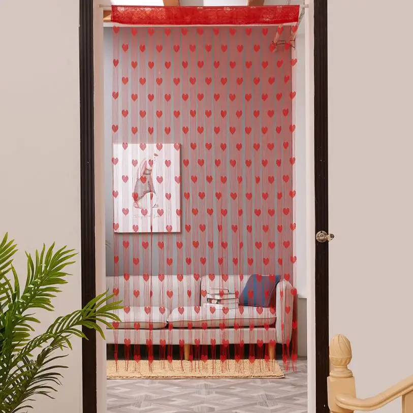 Сердце Тюль Шторы Современные для гостиной прозрачные оконные портьеры, гардины спальни 100x200 см - Цвет: Красный