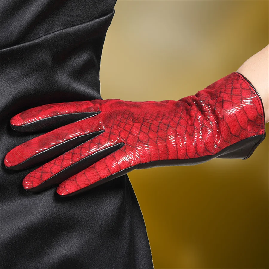 Перчатки из натуральной кожи женские зимние плюс бархатные теплые для вождения Корейская версия цветной овчины перчатки сенсорный экран L167NC2