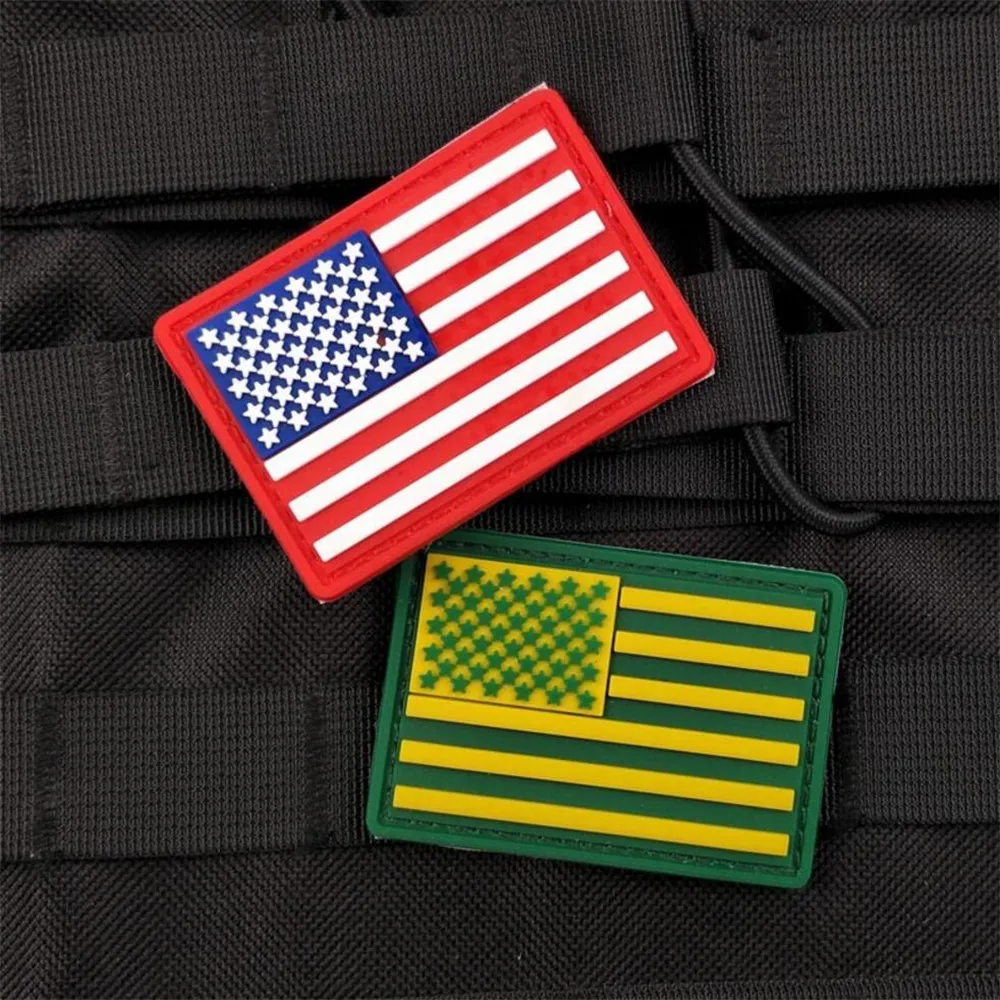 1 Piece PVC USA Flag Patch Backpack Patch Bag Jacket Armband Badge