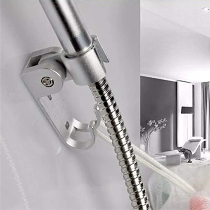 Space Aluminum Rotary Shower Holder Marble Bracket Solid Shower Bracket Flexible Functional Bracket with Extra Hook for Shower