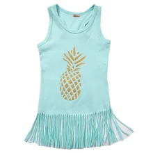 Милое платье принцессы без рукавов с фруктами для маленьких девочек летняя пляжная одежда, вечерние майки, топы, подарок