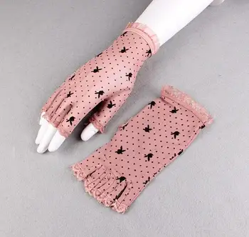 

Women's summer fingerless sunscreen black mesh gloves female Uv protection breathable sexy perspective lace driving glove R1133