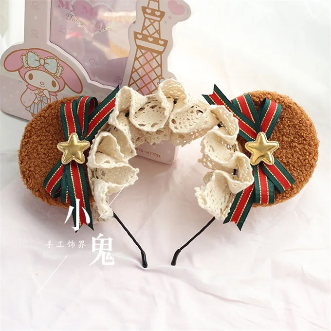  Japanese Sweet Lolita Dessert chocolate Bear Ears Bow Hair Band Hair Accessories Kawaii Women's Cos