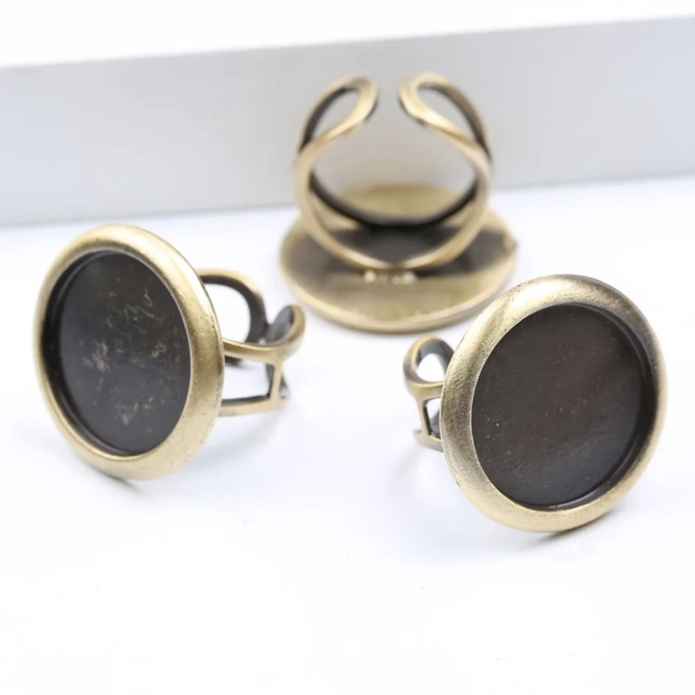 onwear 5pcs vintage cabochon ring base 20mm dia adjustable