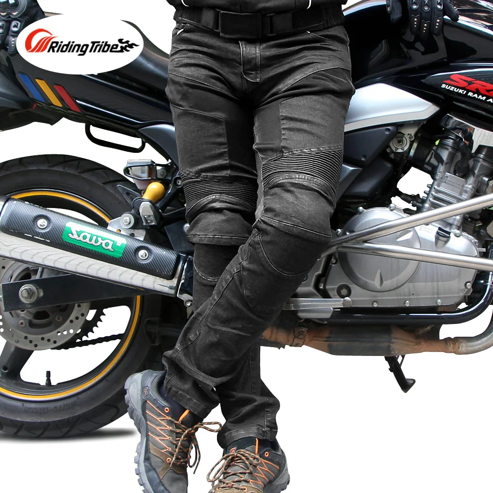 Мужские мотоциклетные брюки джинсы Мото Мотоцикл Мотокросс Гонки брюки спортивные защитные штаны с Защита для бедер и наколенники hp-03