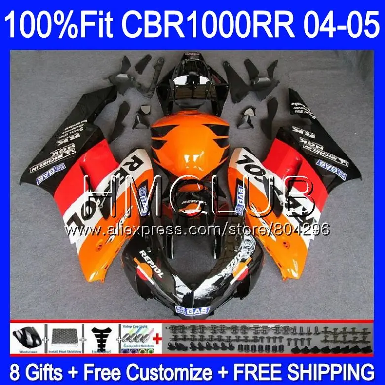 Инъекций Repsol orange средства ухода за кожей для HONDA CBR 1000RR CBR1000 RR 04 05 72HM. 2 CBR1000RR 04 05 CBR 1000 RR 2004 2005 обтекатель OEM комплект