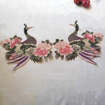 

Peacock Embroidered Lace patch Collar Lace Venice Venise Applique Motif Patches Scrapbooking Embossed Sewing Accessories