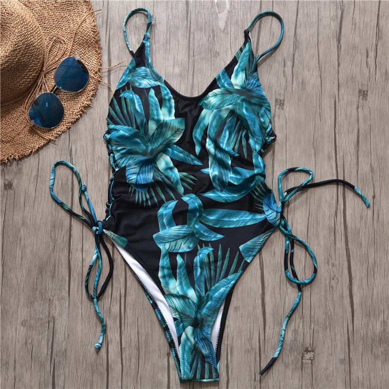 

Women One Piece Swimwear Deep V Swimsuit Female Bodysuit Bathing Suit Swimming One Piece Beach Wear Bandage Bikini L64