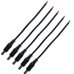 5pcs/lot 12v DC Power pigtail male 5.5* 2.1mm cable plug wire for CCTV IP camera Free Shipping