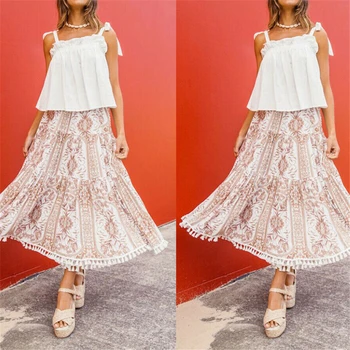 

Summer Women Skirt Boho Style Maxi Skirt High Waist Long Skirts For Women Beach Wear Sexy Floral Womens Skirts Female Streetwear