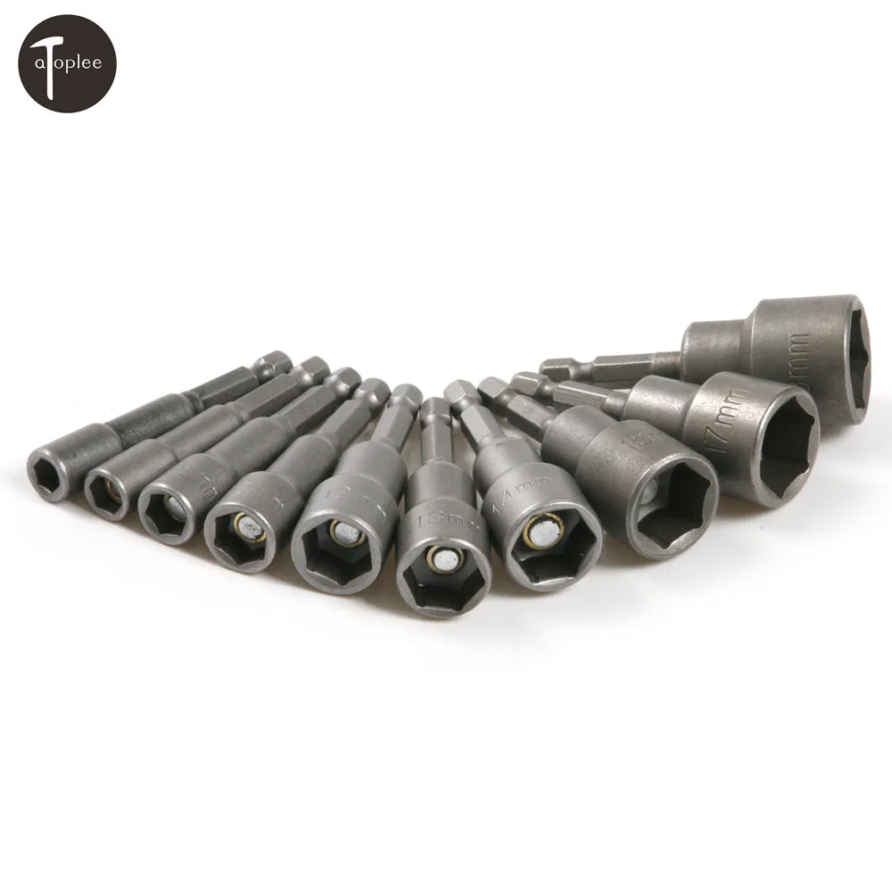 10pcs Hex Socket Nut Driver Set Socket Adapter Adaptor 6 19mm