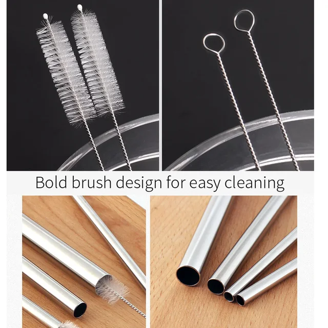 Extra wide straw reusable stainless steel drinking straw metal straw for smoothies tapioca pearls milk tea juice bar tools