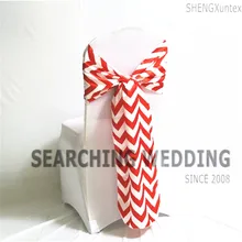 Элегантные Атлас Chevron стул створки \ бант для спинки стула для Свадебные украшения-30 см x 275 см