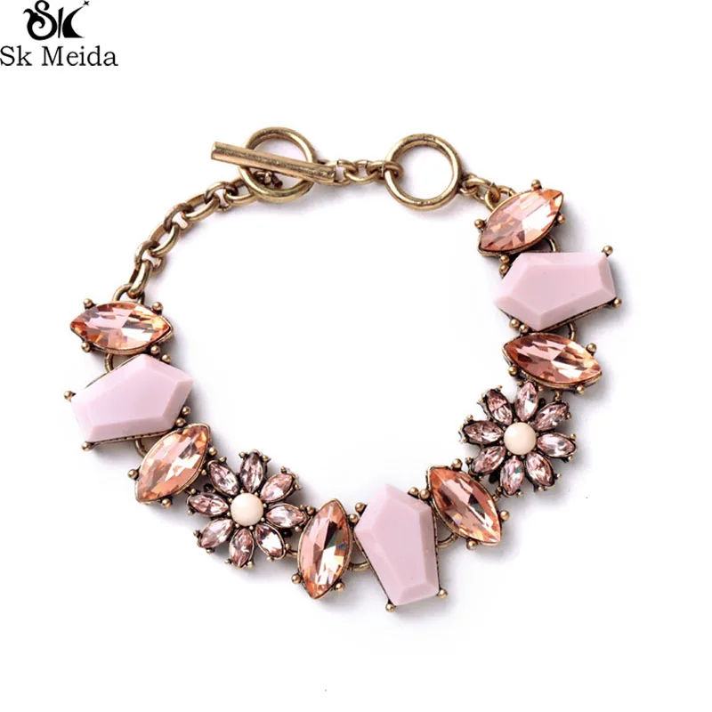 Flower Alloy Artificial Stone Bracelet Female Fashion Ethnic Style