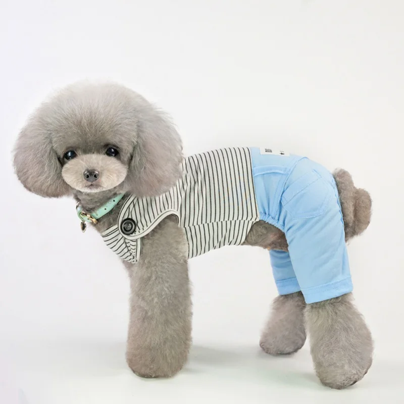

Striped Spring Summer Pet Clothes Dog Dress Make The Dog More Beautiful Puppy Cute Pajamas Dogs Cotton Rompers