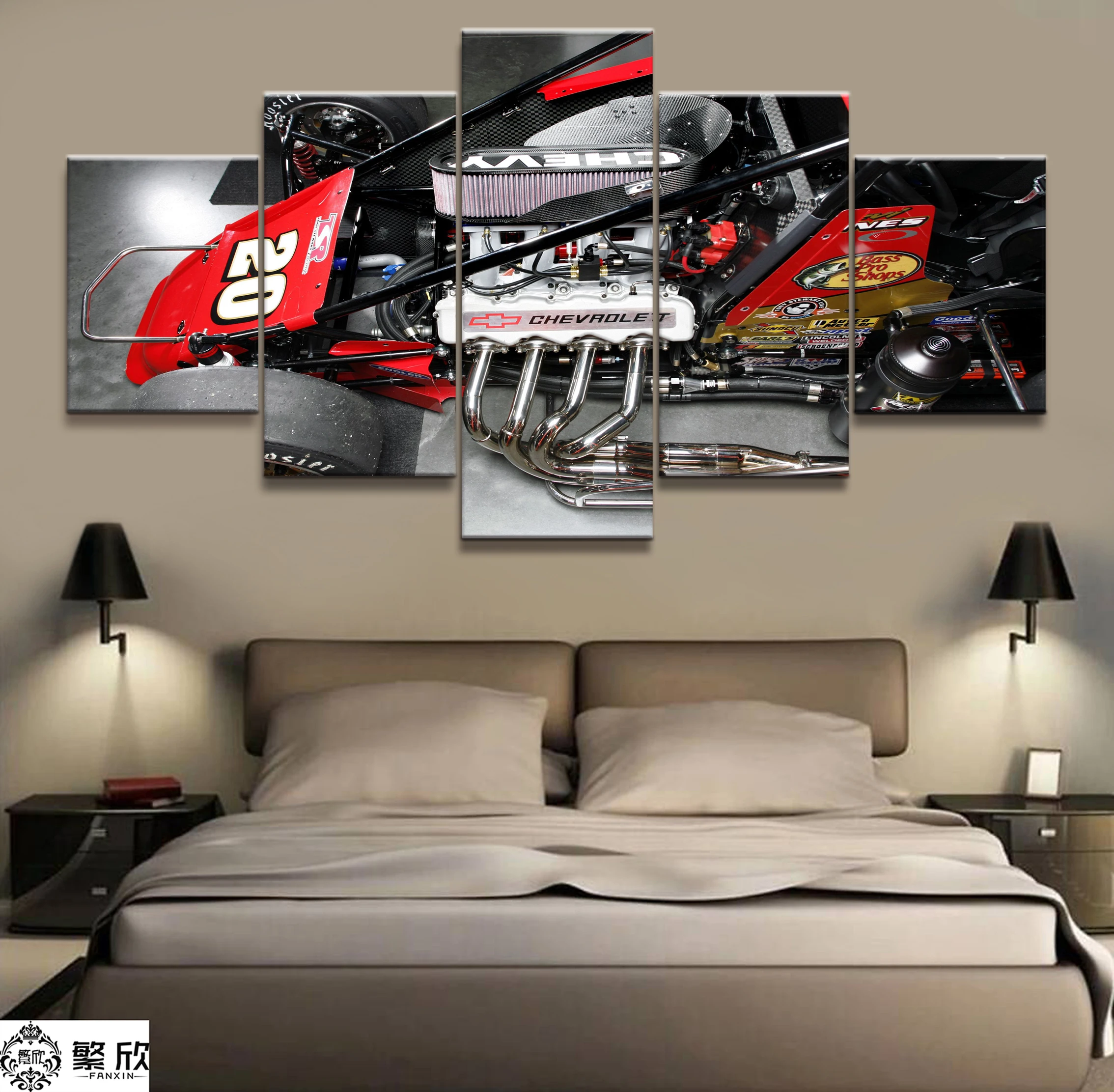 

5 Pieces Super Sports Go-kart Poster Modern Wall Art Decorative Modular Framework Picture Canvas HD Printed One Set Painting