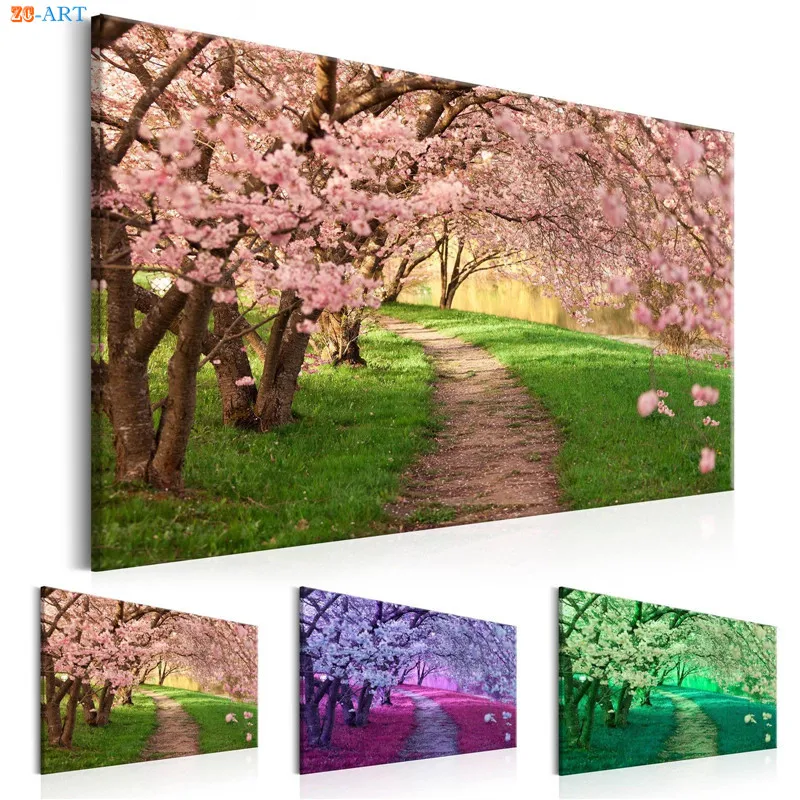 

Cherry Blossom Art Prints Poster Flower Canvas Painting Romantic Wall Art Wall Pictures for Living Room Home Decor