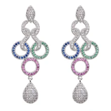 Европейская и американская мода, Классические микроинкрустированные цветные циркониевые серьги, ювелирные серьги для женщин/девушек, свадебные ER-337