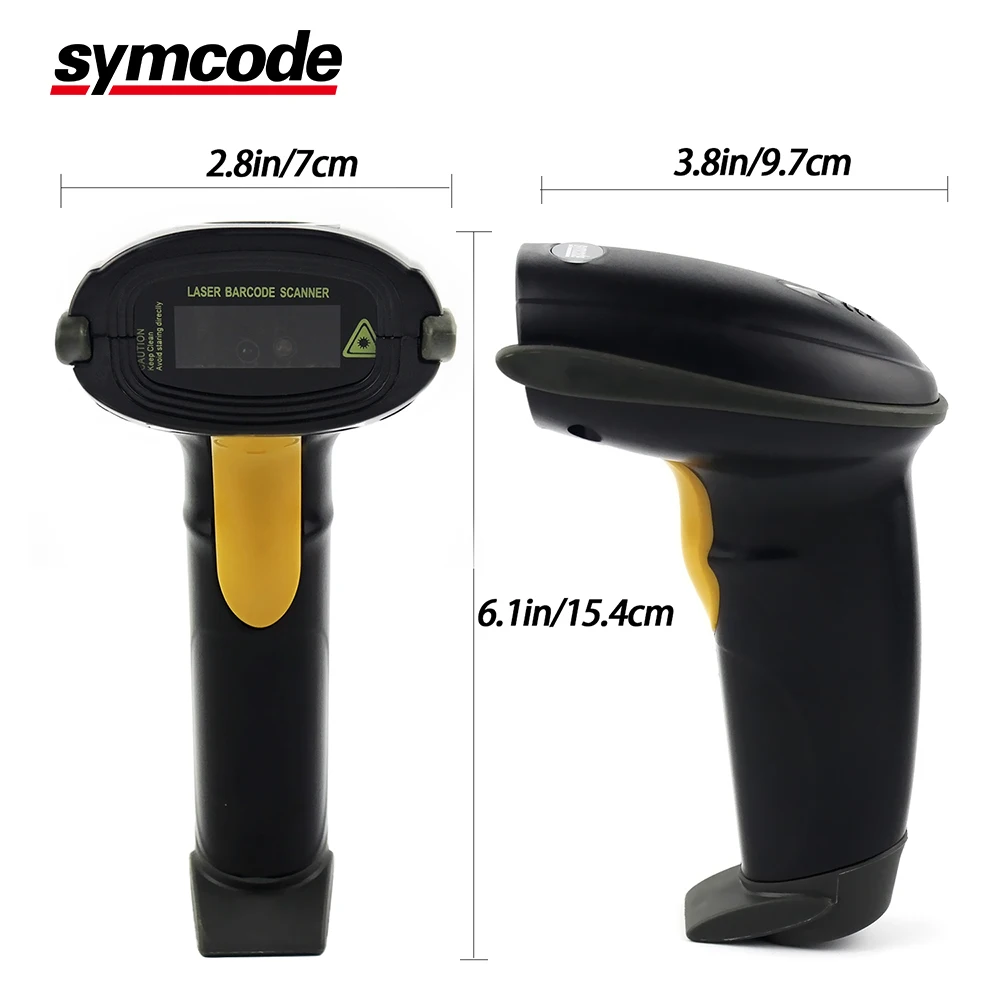 Автоматический 1D сканер штрих кодов Symcode USB лазерный проводной беспроводной