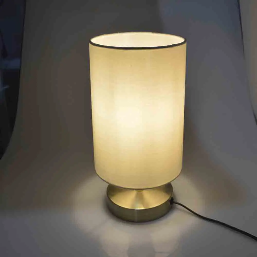 

GLW Bedroom Table Lamp Living Room Reading Bedside Shade Desk Lamp Decor Light Modern Nightstand Flaxen Fabric Study Simple