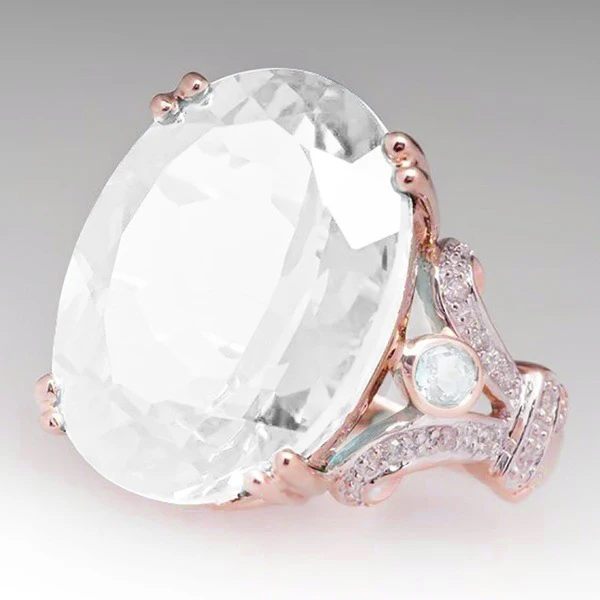 Обручальные овальные кольца с кристаллами для женщин, разноцветные кольца в форме яйца, циркон, желтое розовое золото, свадебный подарок, модные ювелирные изделия KCR194 - Цвет основного камня: Rose Gold White 4