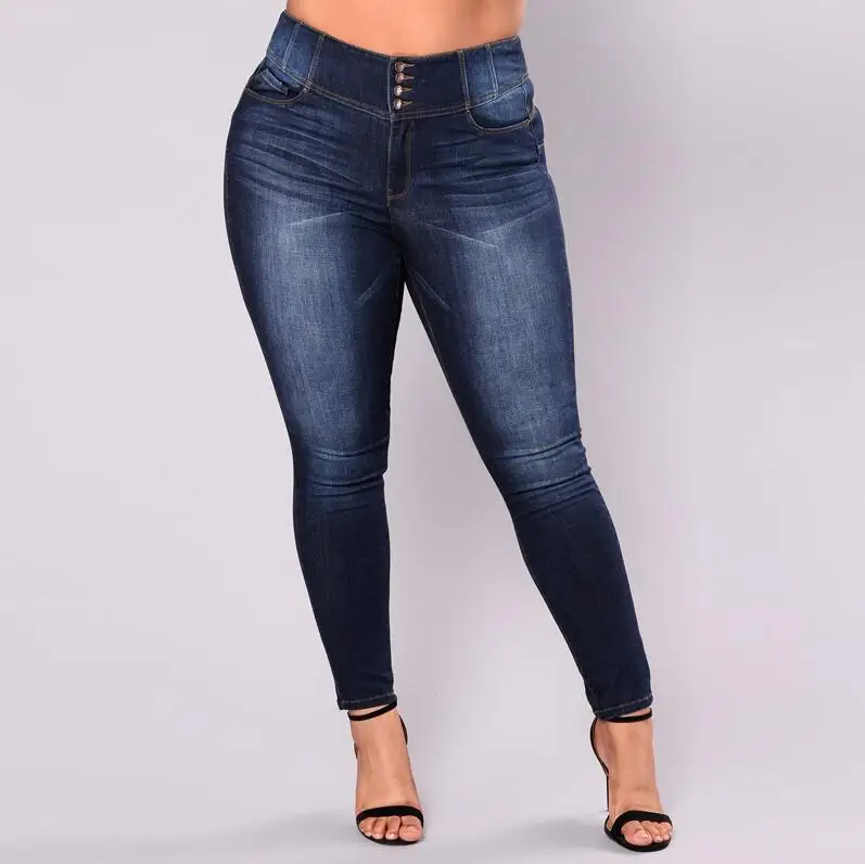 Женские джинсы, 5XL, плюс размер, Feminino, повседневные, пуш-ап, джинсы, стрейчевые, с высокой талией, обтягивающие, облегающие, брюки - Цвет: Dark Blue