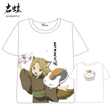 Anime natsume yuujinchou Cat teacher T-shirt Men Women Short Sleeve Summer dress Cartoon Tops Unisex t shirt natsume yuujinchou natsume takashi cat printing long coin purse pu anime women wallet kawaii female purse student phone bags