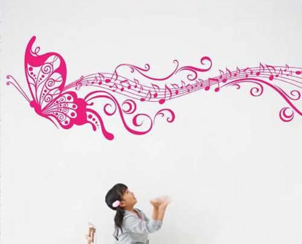 DIY Наклейка на стену музыкальная бабочка виниловые наклейки на стены съемные наклейки s Фреска для гостиной спальни домашний декор