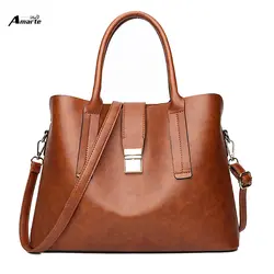 Новый стиль коричневый сумки для женщин кожа Женский плеча Кошелек Дамы черная сумка большая ёмкость хозяйственные