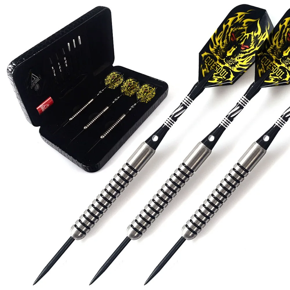 CUESOUL FIGHTING SOUL 25 Grams 90% Tungsten Steel Tip Darts Set  With Shaft Black Case Yellow Flight motorcycle bike fighting helmet bone conduction headset with brown u94 ptt adapter for kenwood hyt tyt baofeng uv 82 uv5r uv5re