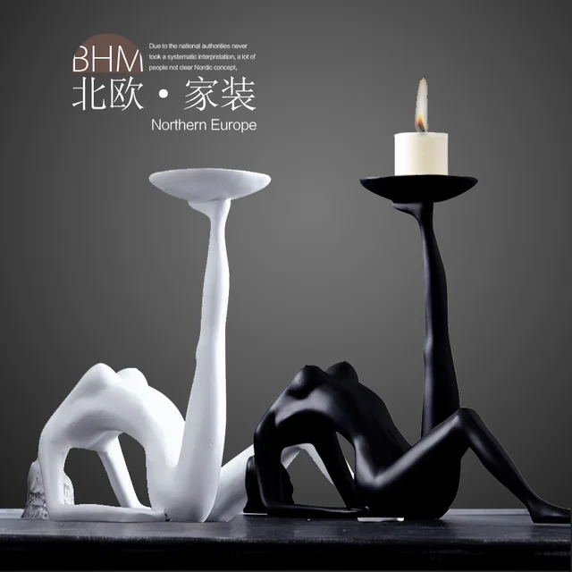 fashion nordic minimalist black and white living room decorationfashion nordic minimalist black and white living room decoration crafts table abstract figurine dancer romantic candle holders